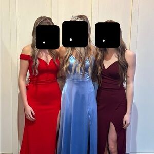 City Studio Red Sleeveless Slit Gown with pockets